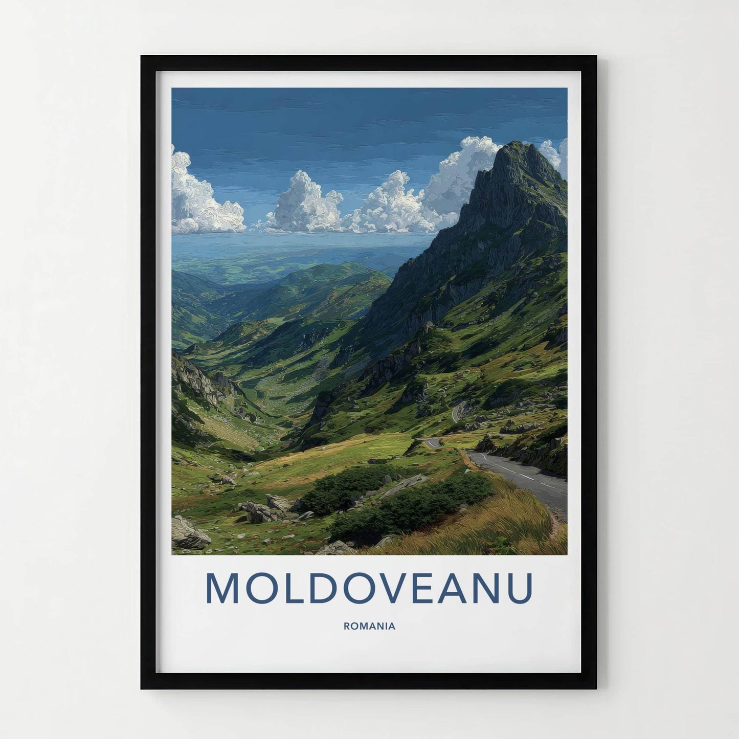 Moldoveanu Poster - Romania Travel Art - Winding Mountain Valley Home Decor