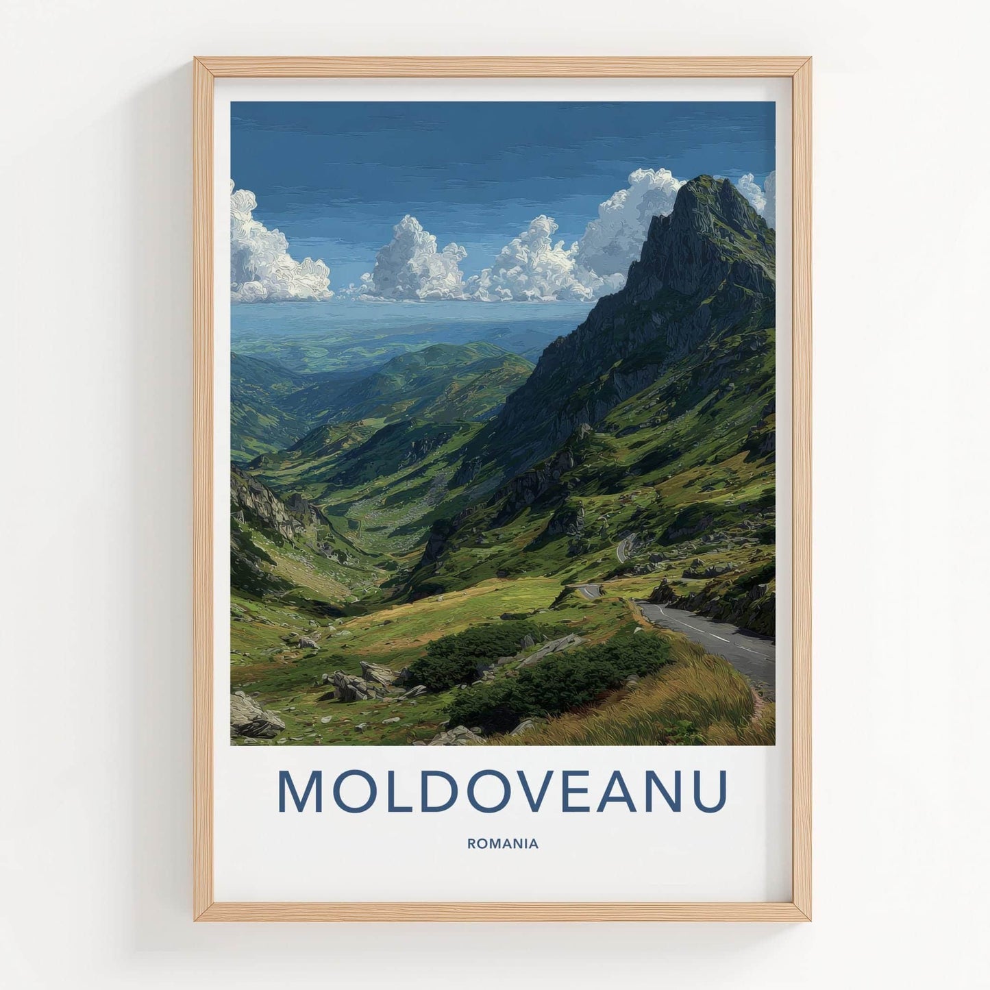 Moldoveanu Poster - Romania Travel Art - Winding Mountain Valley Home Decor