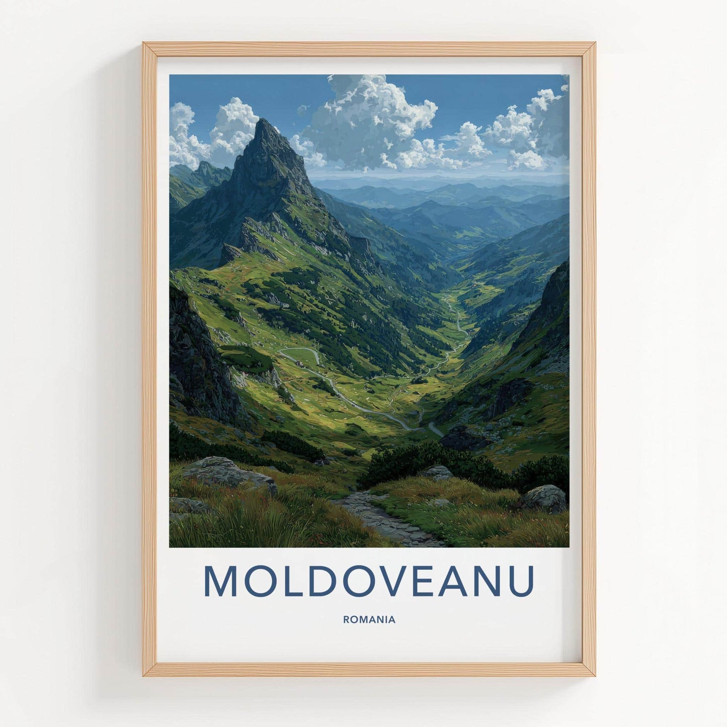 Moldoveanu Poster - Romania Travel Art - Winding Mountain Valley Wall Decor