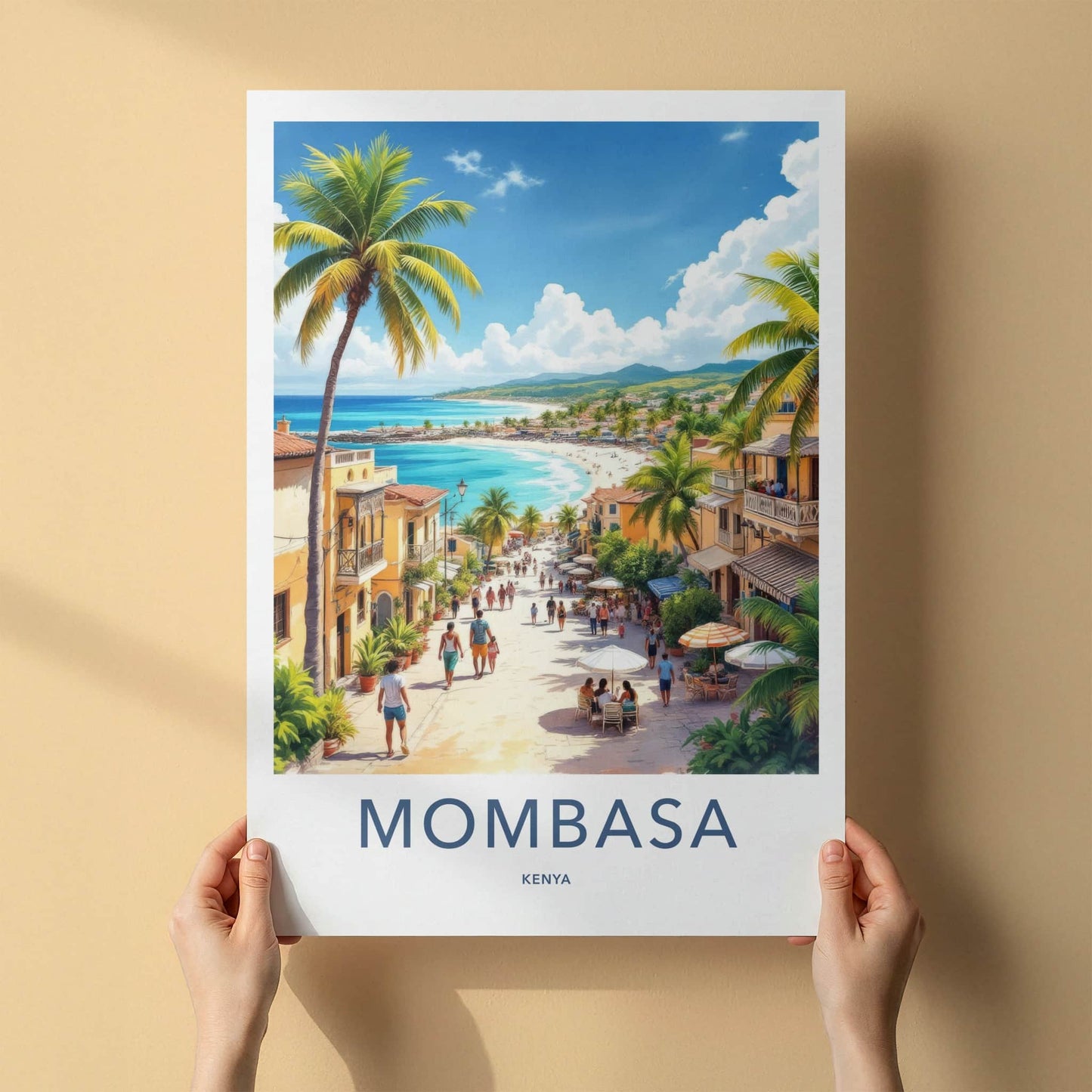 Mombasa Poster - Kenya Framed Print - Lively Beach Street Lounge Decor
