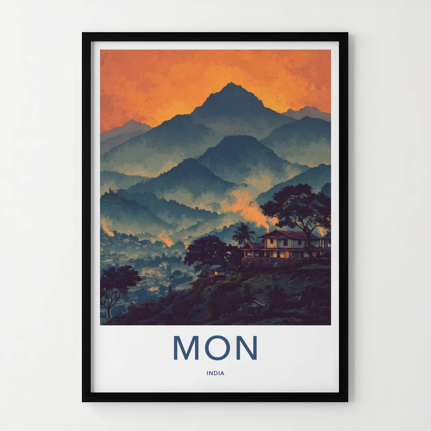 Mon Poster - India Foggy Hillside Village Wall Art Home Decor