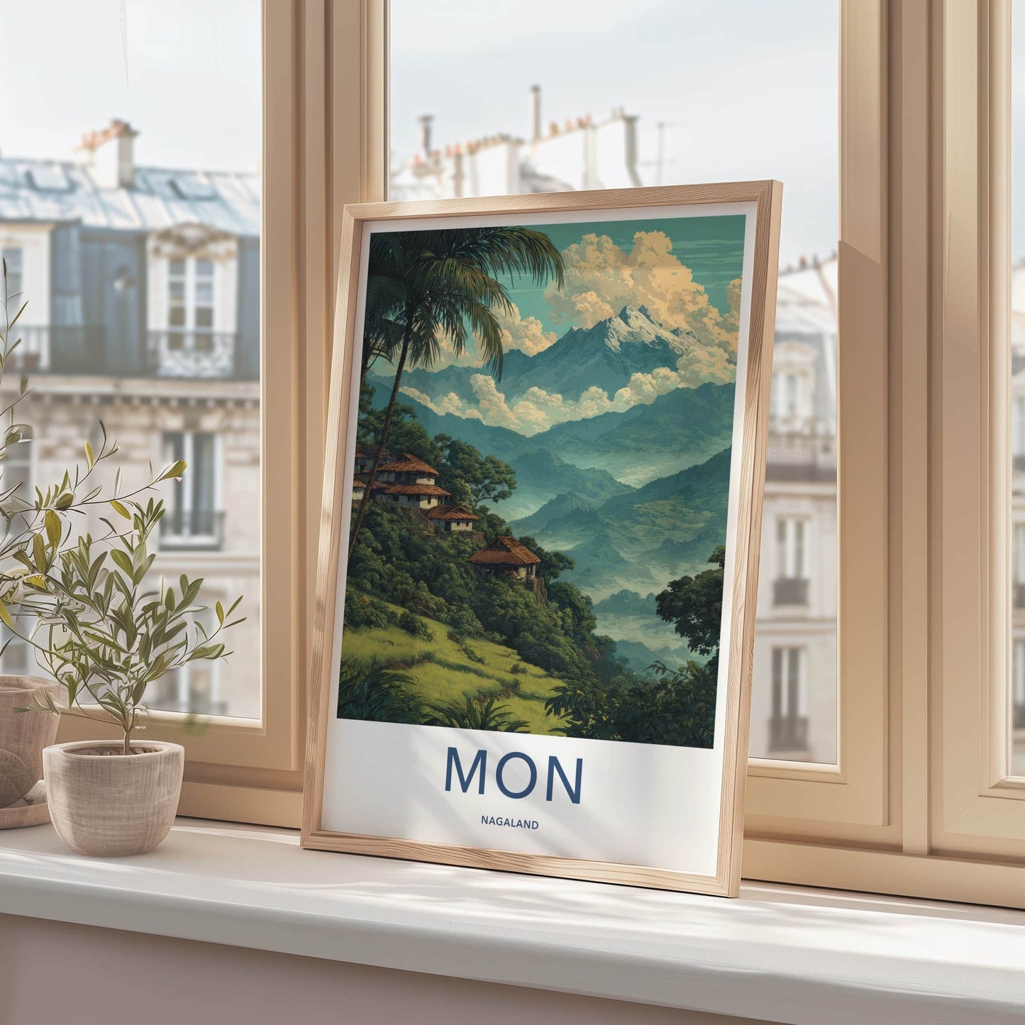 Mon Poster - India Nagaland Hillside Houses Framed Print
