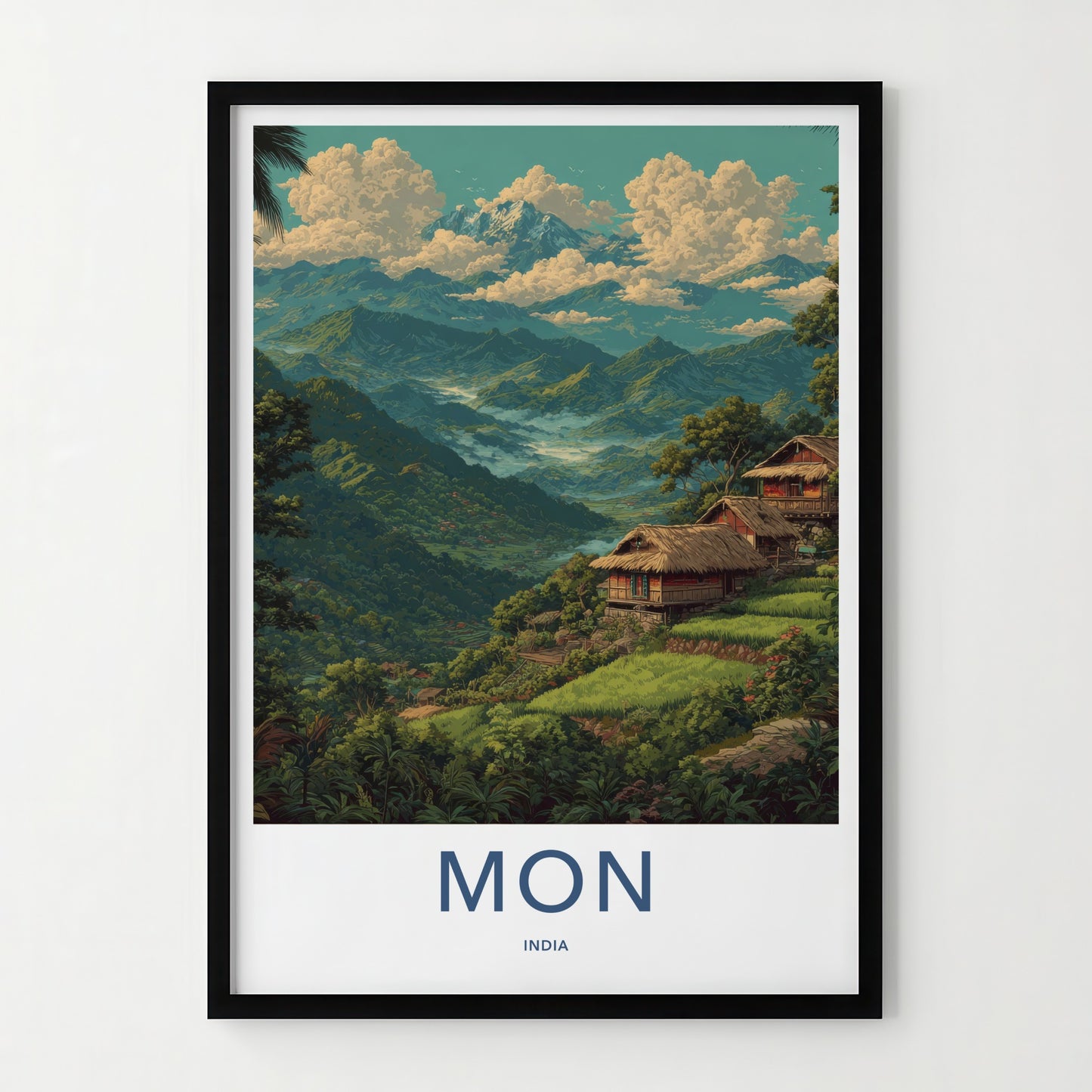 Mon Poster India Nagaland Tribal Huts Art Print Home Decor