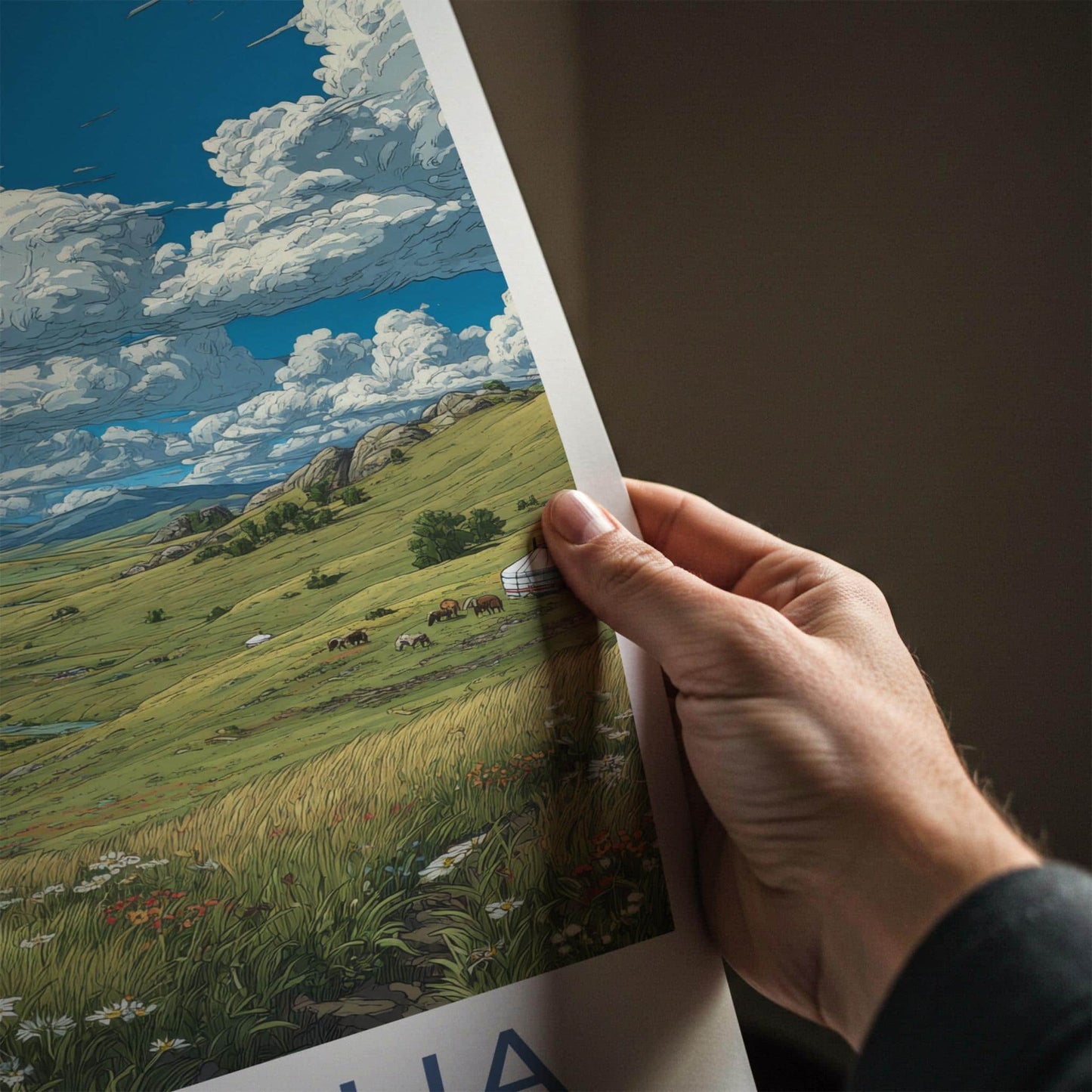 Mongolia Poster - Mongolia Travel Art - Vast Green Landscape Home Decor