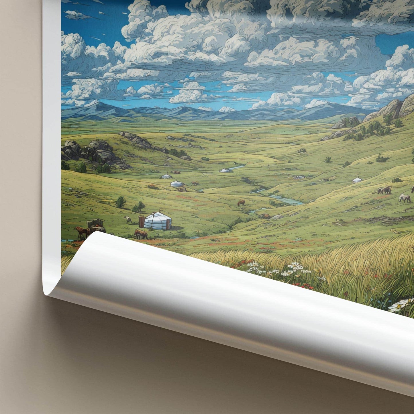 Mongolia Poster - Mongolia Travel Art - Vast Green Landscape Home Decor