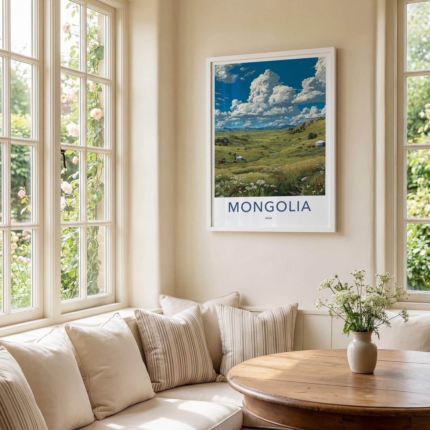 Mongolia Poster - Mongolia Travel Art - Vast Green Landscape Home Decor