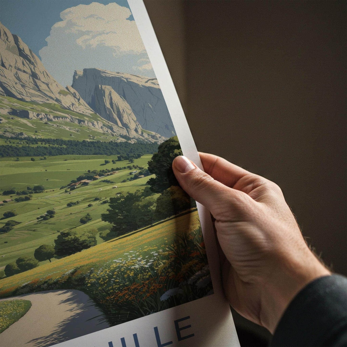 Mont Aiguille Poster - France Travel Art - Mountain Green Valley Home Decor