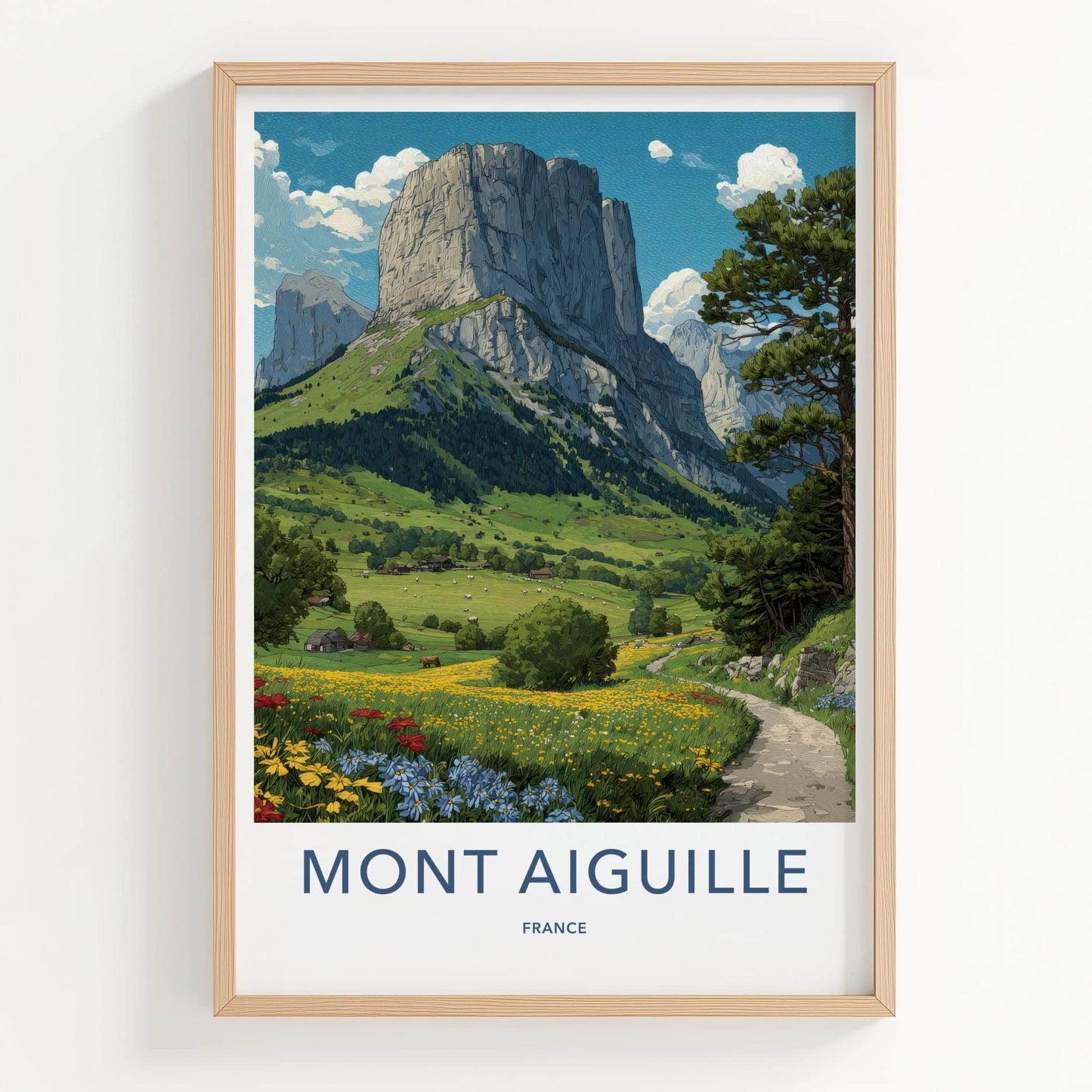 Mont Aiguille Poster - France Travel Art - Verdant Mountain Landscape Home Decor