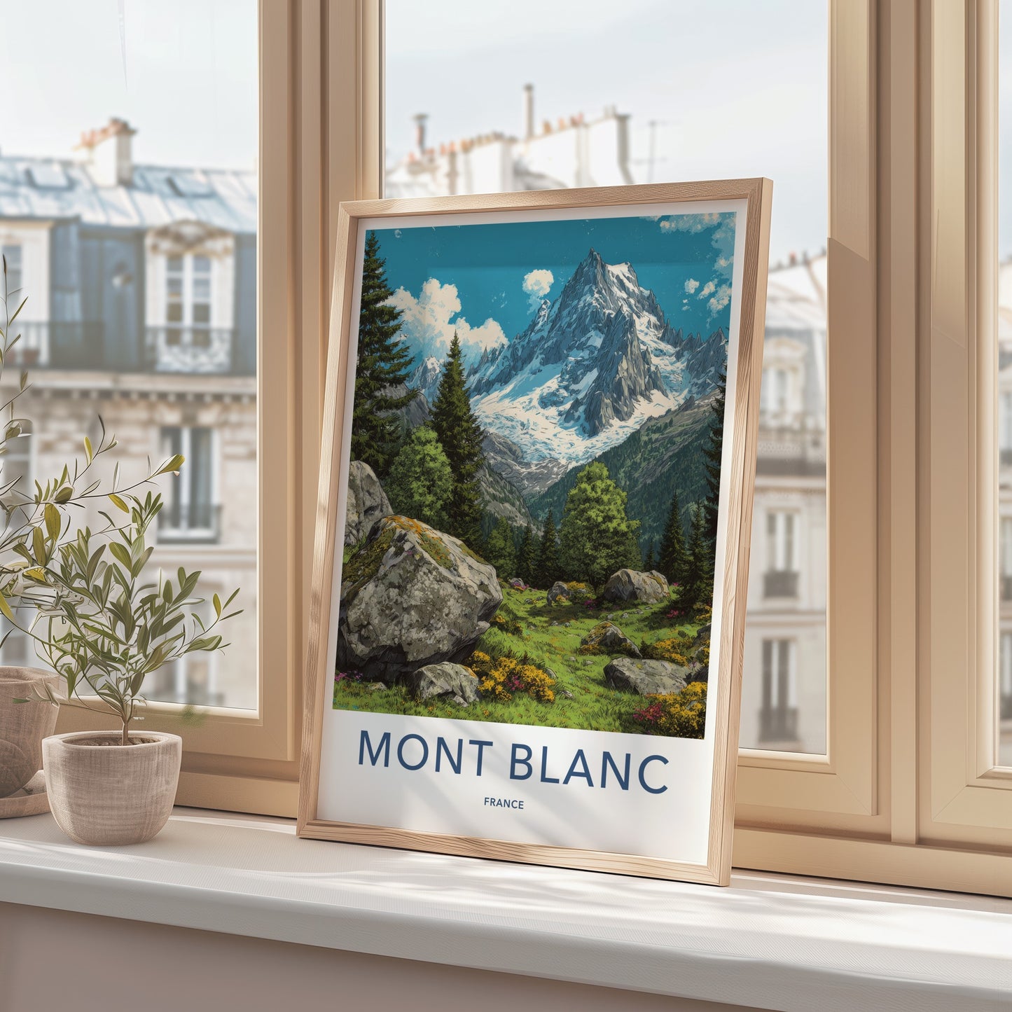 Mont Blanc Poster - France Travel Art - Alpine Snowy Peaks Home Decor