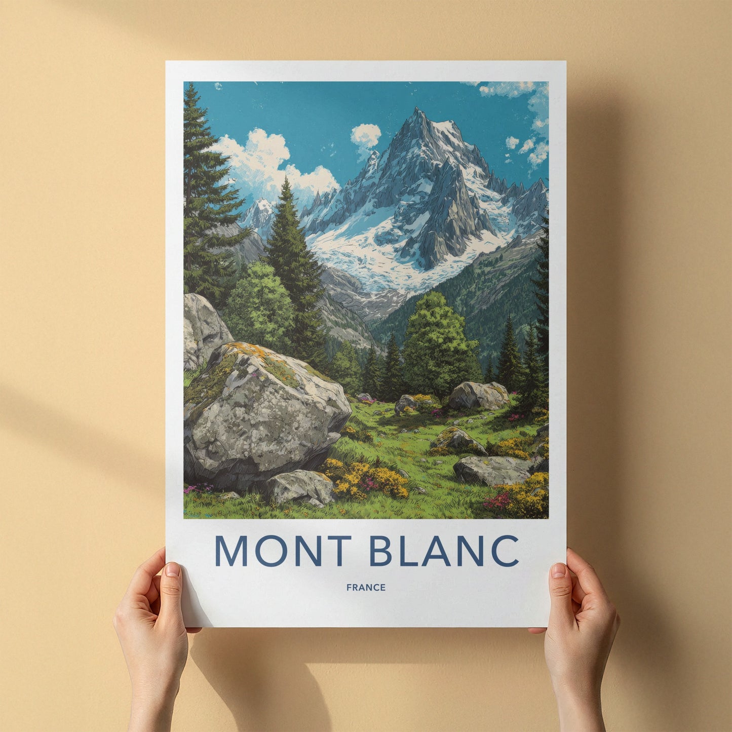 Mont Blanc Poster - France Travel Art - Alpine Snowy Peaks Home Decor