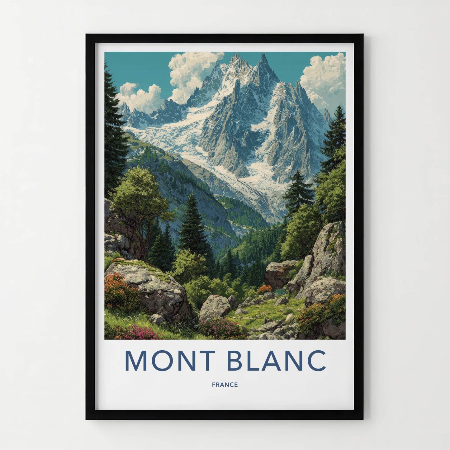Mont Blanc Poster - France Travel Art - Glacier Mountain Vista Home Decor