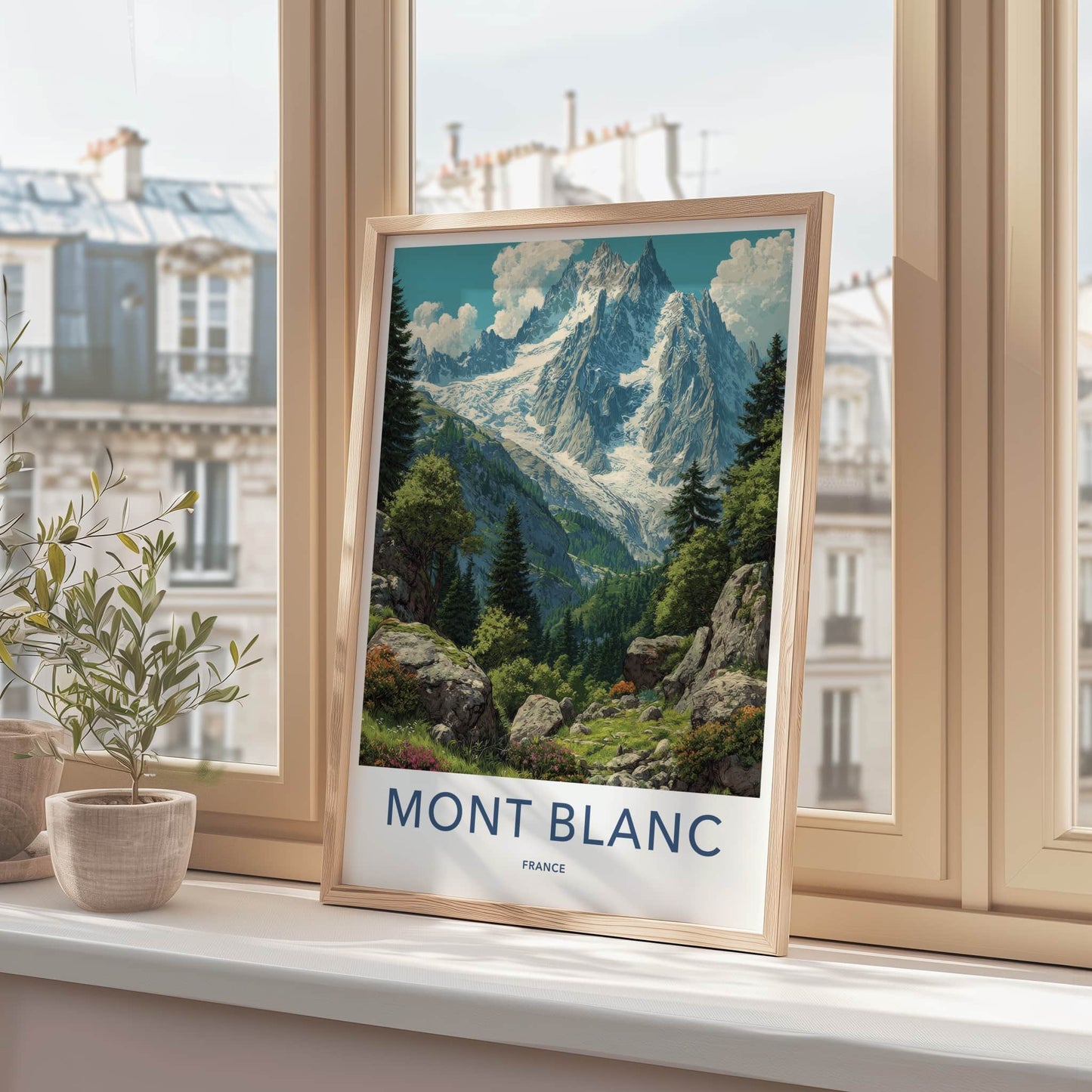 Mont Blanc Poster - France Travel Art - Glacier Mountain Vista Home Decor