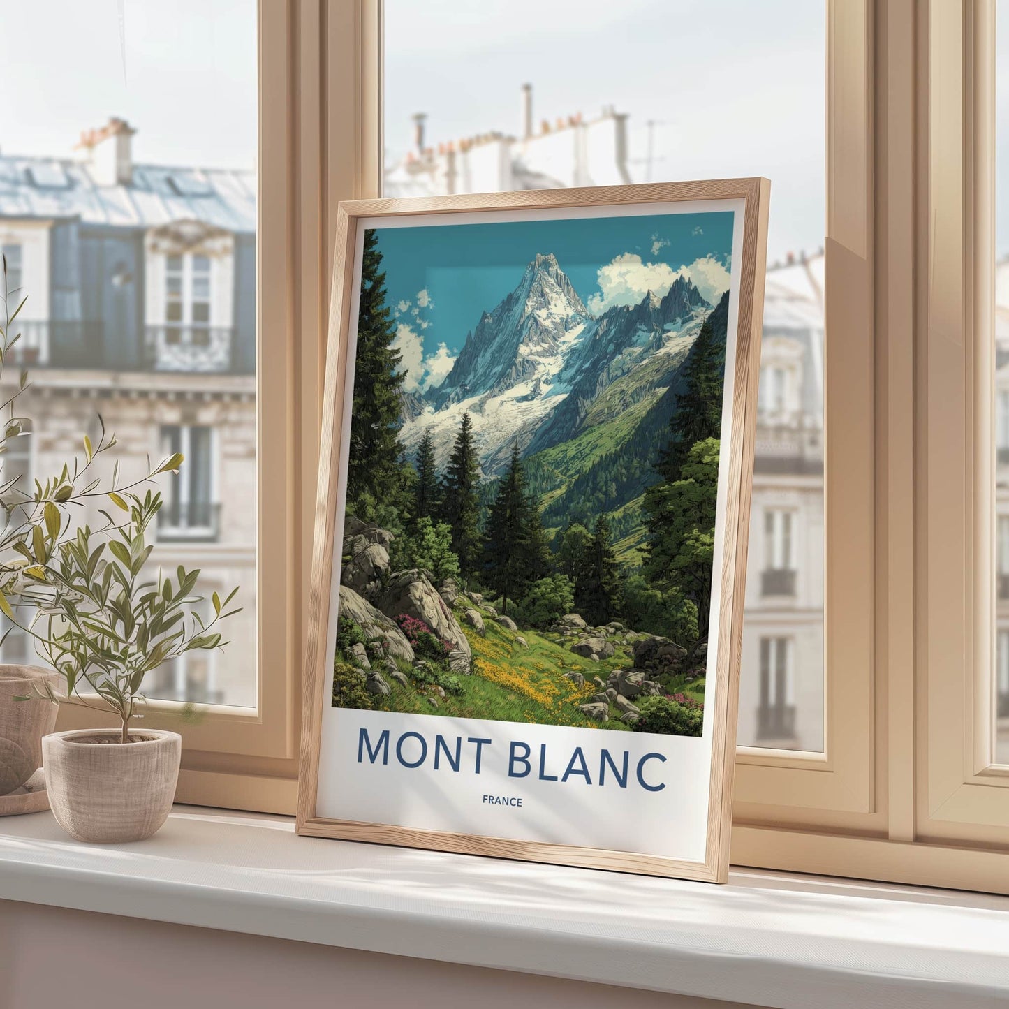 Mont Blanc Poster - France Travel Art - Majestic Mountain Landscape Wall Decor