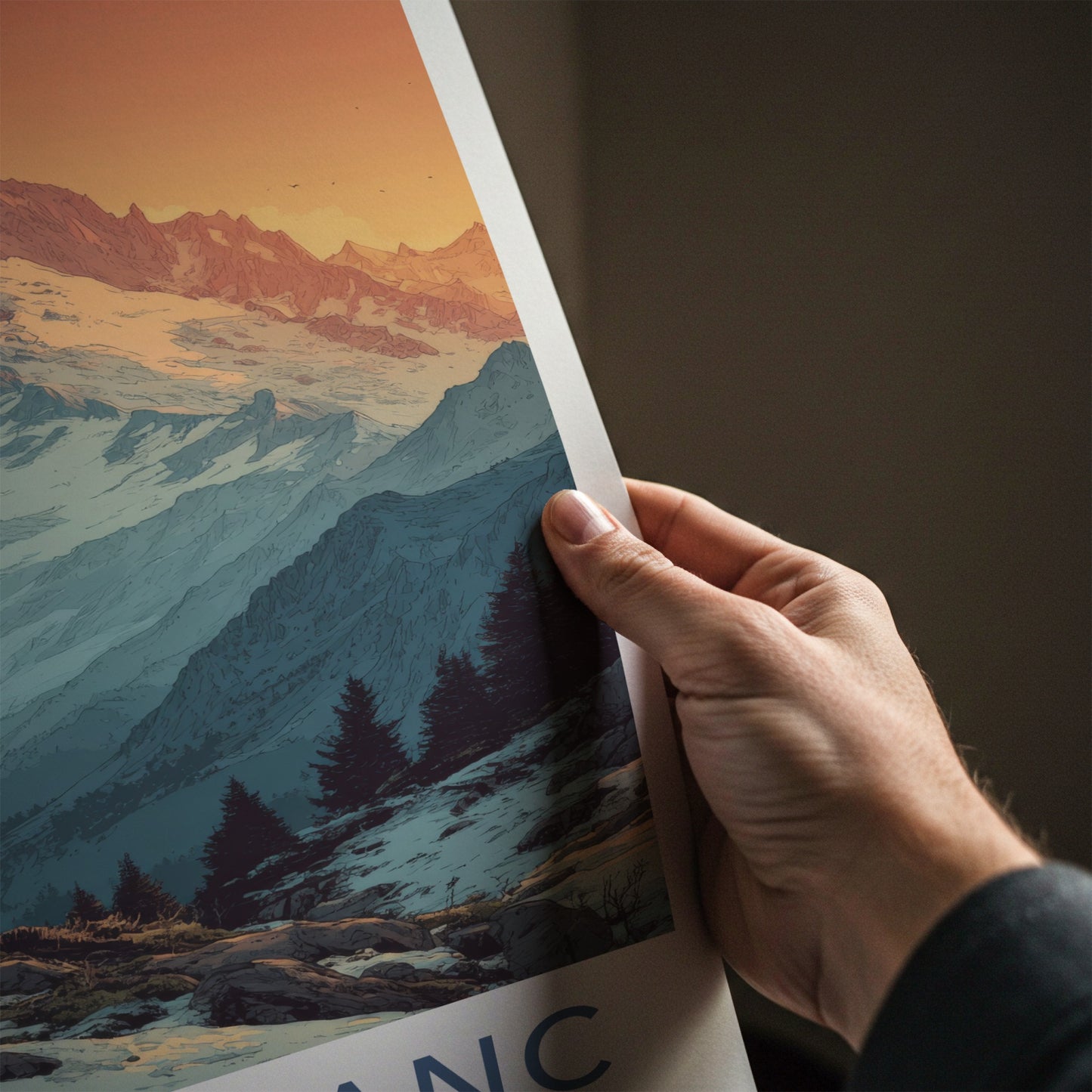 Mont Blanc Poster - France Travel Art - Snowy Peaks Pines Home Decor