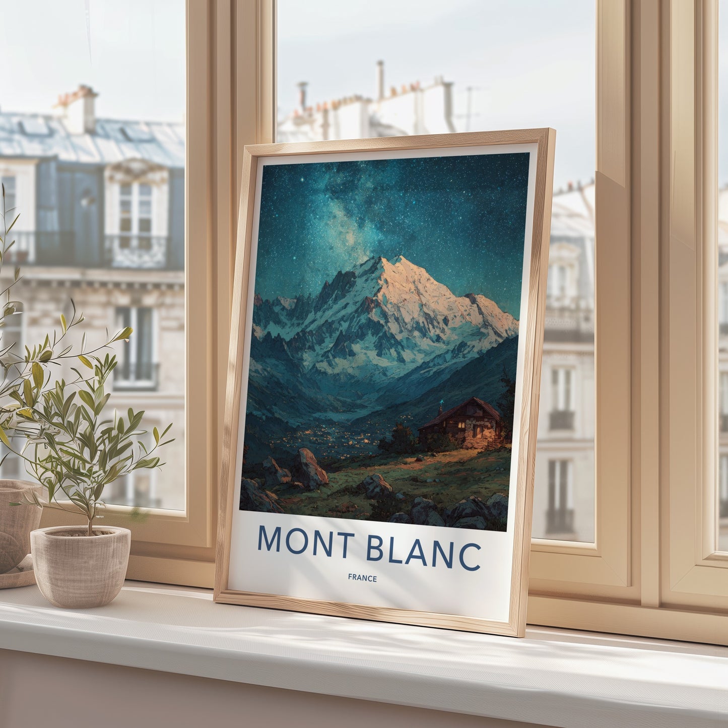 Mont Blanc Poster - France Travel Print Cabin Twilight Home Decor