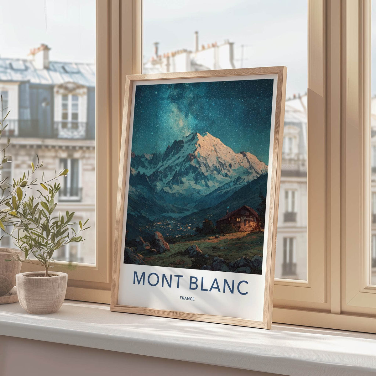 Mont Blanc Poster - France Travel Print Cabin Twilight Home Decor
