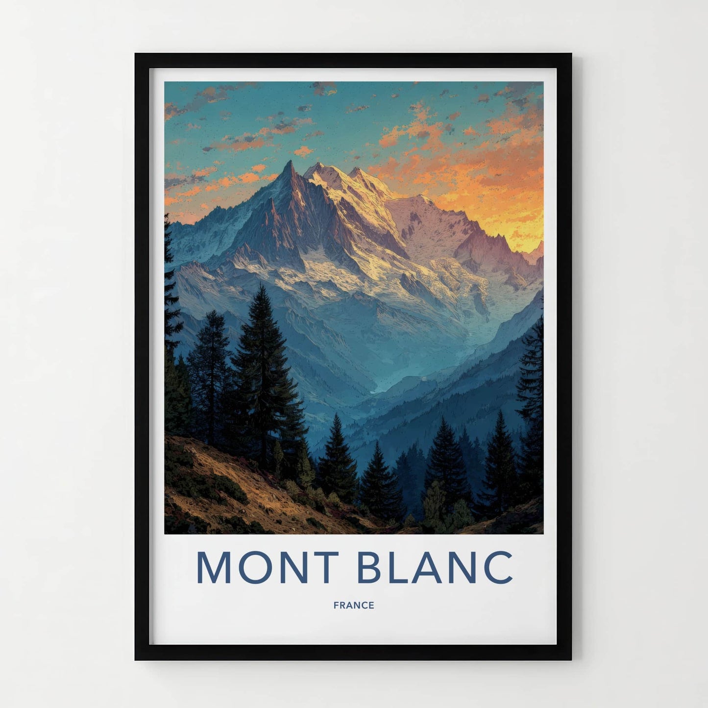 Mont Blanc Poster - France Wall Art - Dramatic Alpine View Home Decor