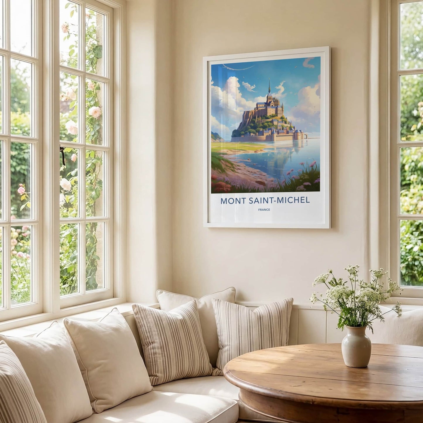 Mont Saint-Michel Poster - France Travel Art - Historic Island Fortress Wall Decor
