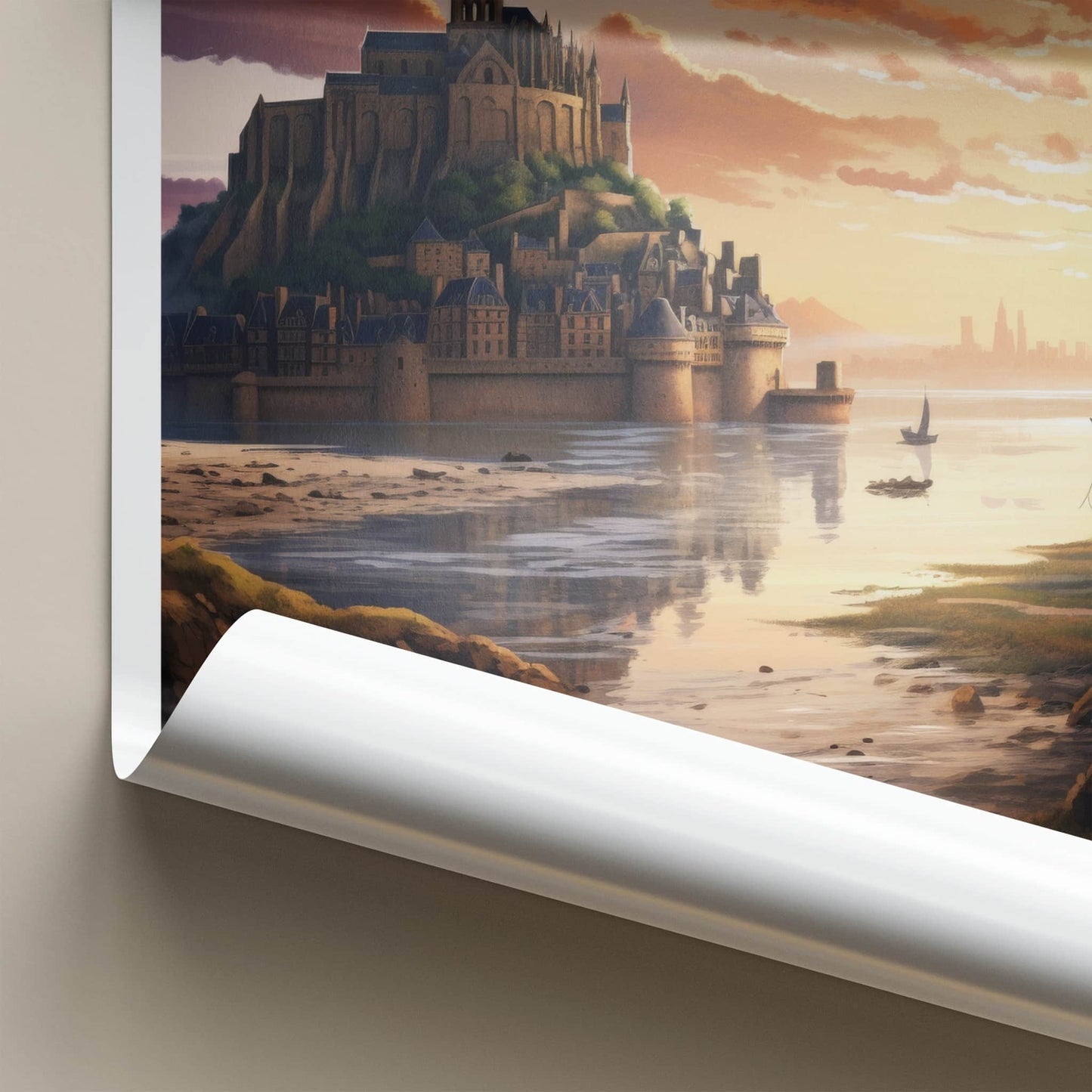 Mont Saint-Michel Poster - France Travel Art - Majestic Abbey Glow Home Decor