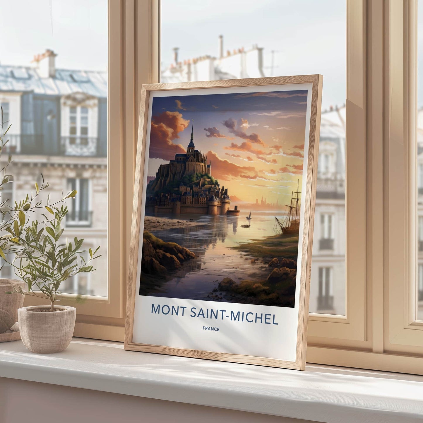 Mont Saint-Michel Poster - France Travel Art - Majestic Abbey Glow Home Decor