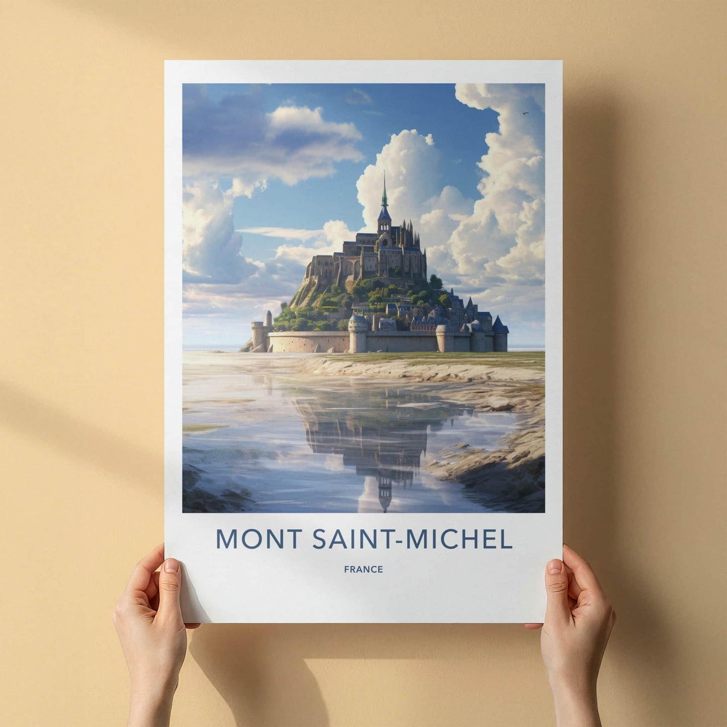 Mont Saint-Michel Poster - France Wall Art - Historic Abbey Reflection Wall Decor