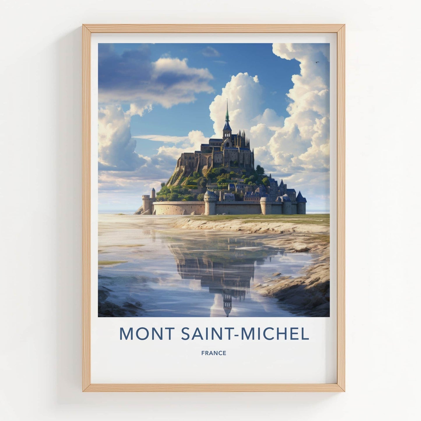 Mont Saint-Michel Poster - France Wall Art - Historic Abbey Reflection Wall Decor