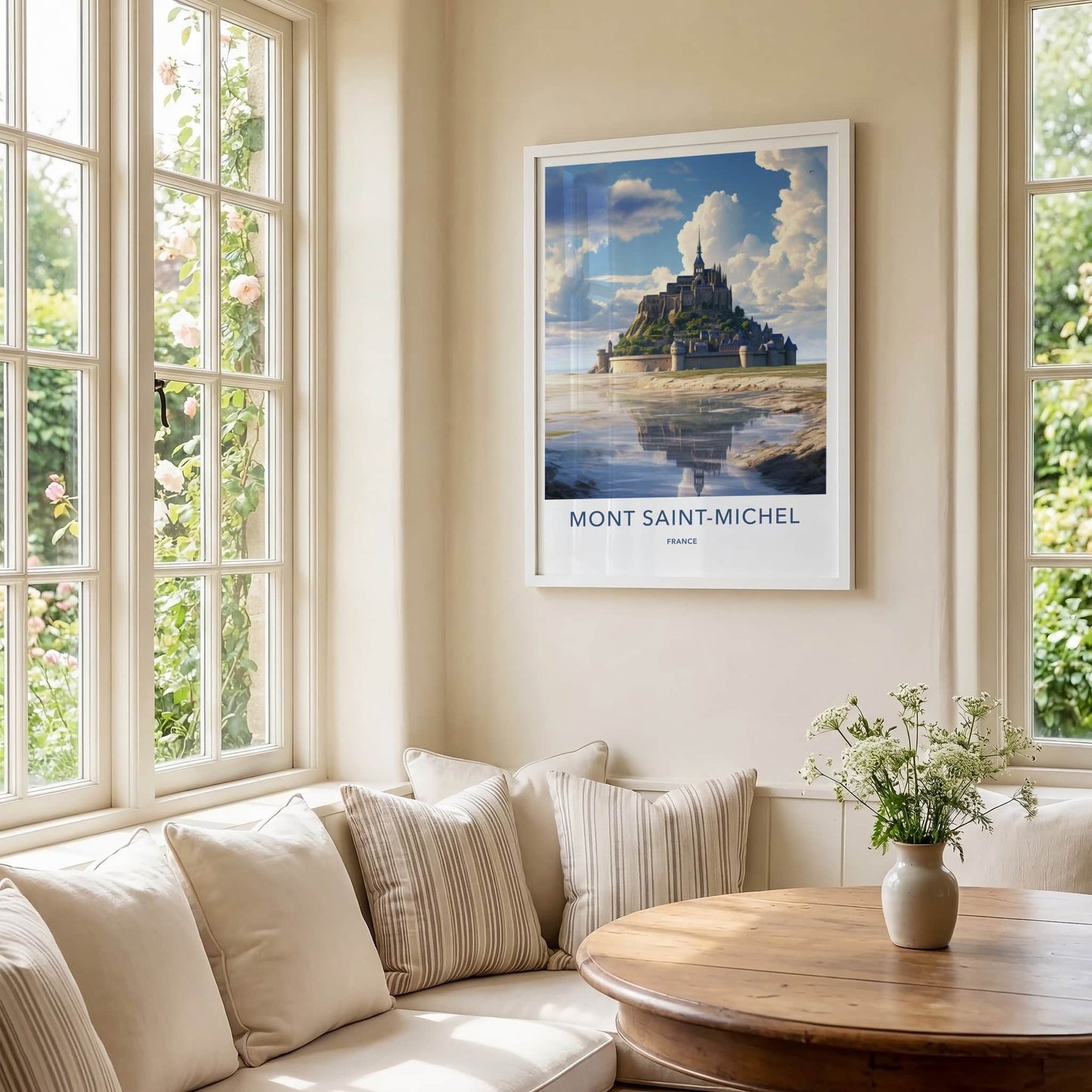 Mont Saint-Michel Poster - France Wall Art - Historic Abbey Reflection Wall Decor