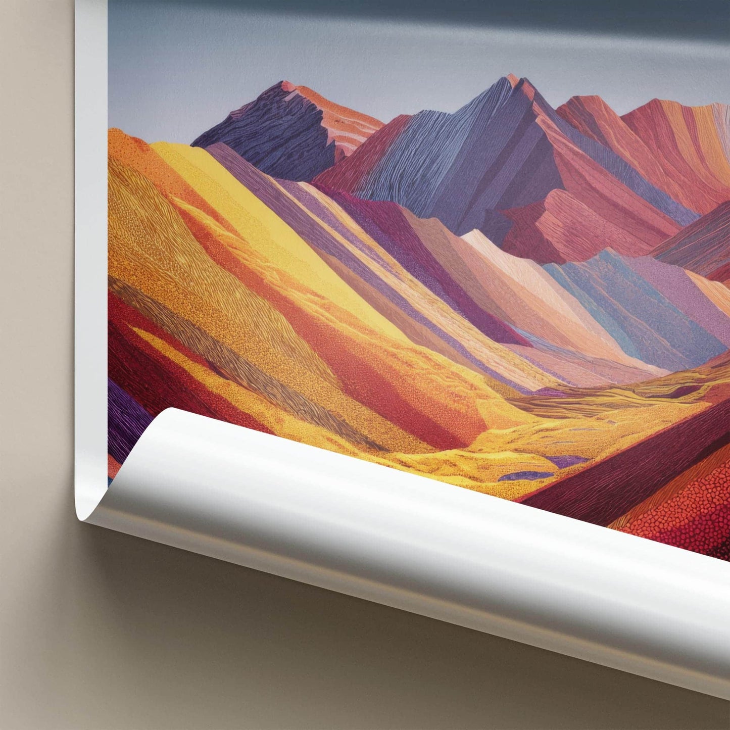 Montana Arcoiris Poster - Peru Travel Art - Vibrant Striped Mountains Home Decor
