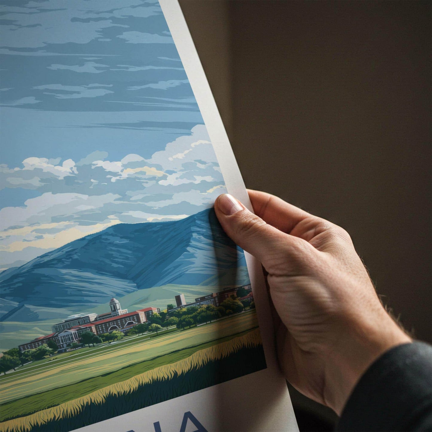 Montana Poster - Montana Travel Art - Mountain Town Fields Home Decor