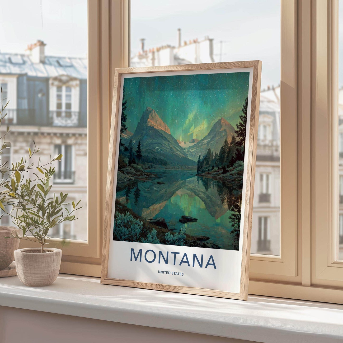 Montana Poster - Montana Wall Art - Northern Lights Reflection Home Decor
