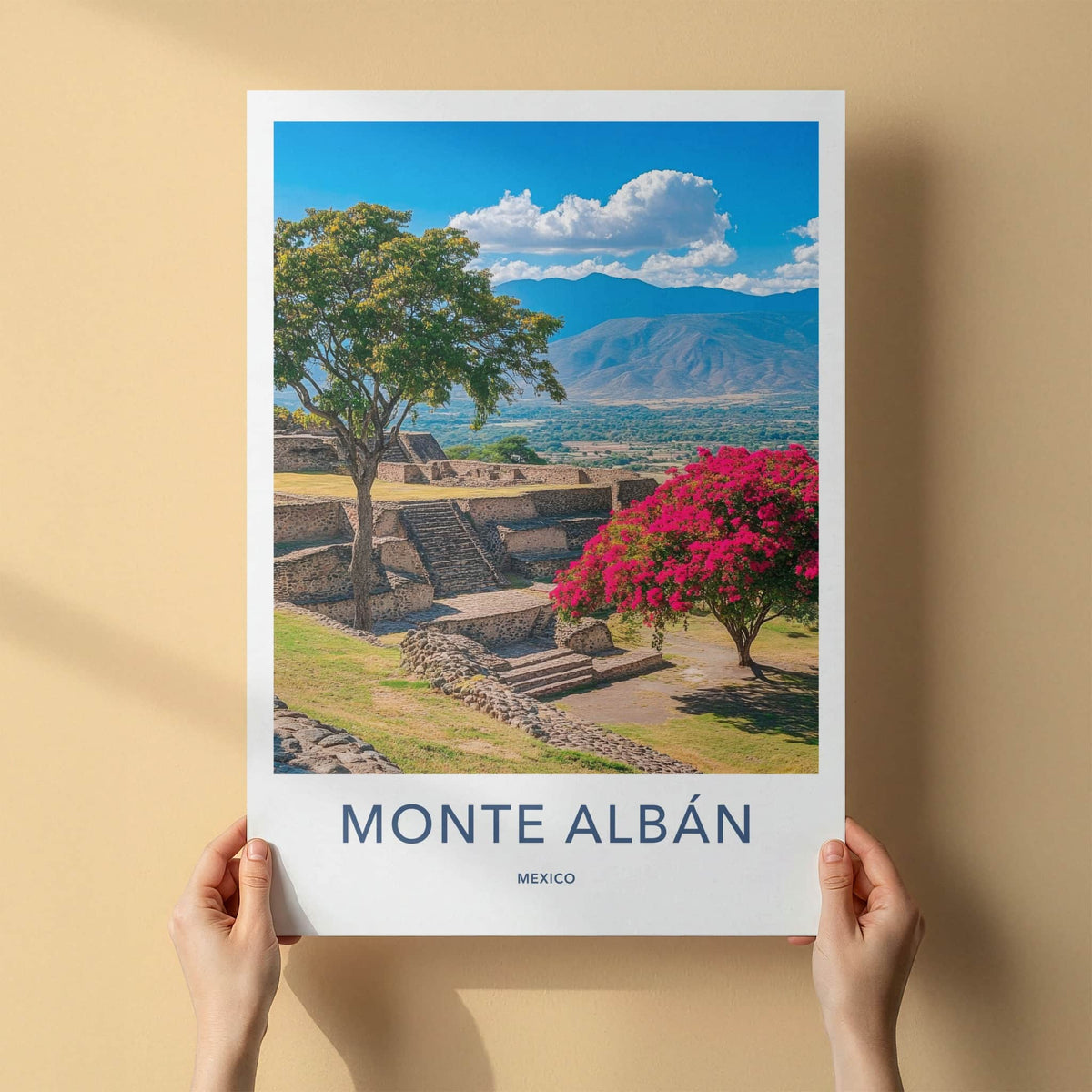 Monte Alban Poster - Mexico Travel Art - Ancient Zapotec Vista Home Decor