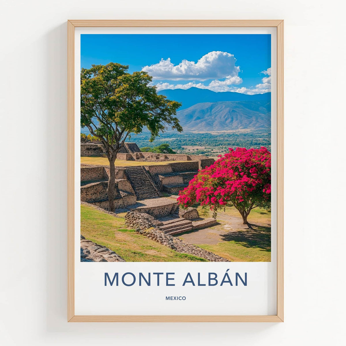 Monte Alban Poster - Mexico Travel Art - Ancient Zapotec Vista Home Decor