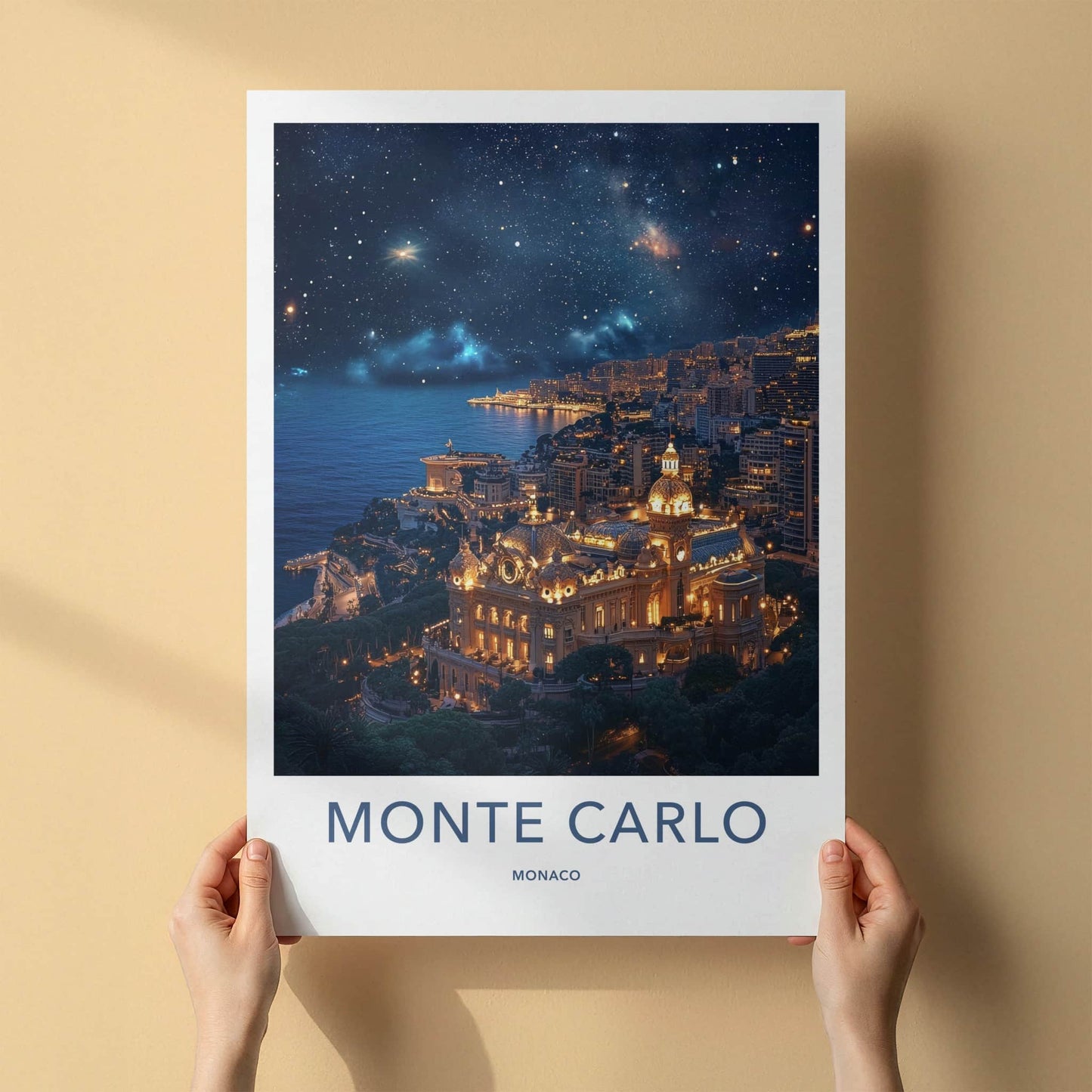 Monte Carlo Poster - Monaco Art Print - Starry City Night Home Decor