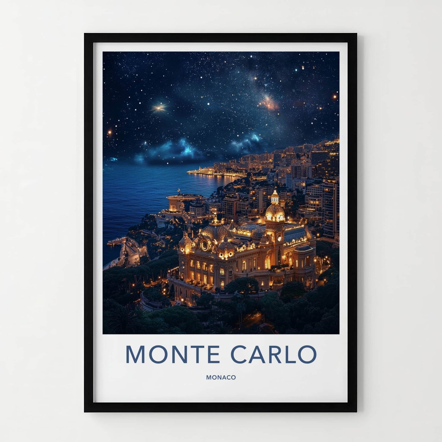 Monte Carlo Poster - Monaco Art Print - Starry City Night Home Decor