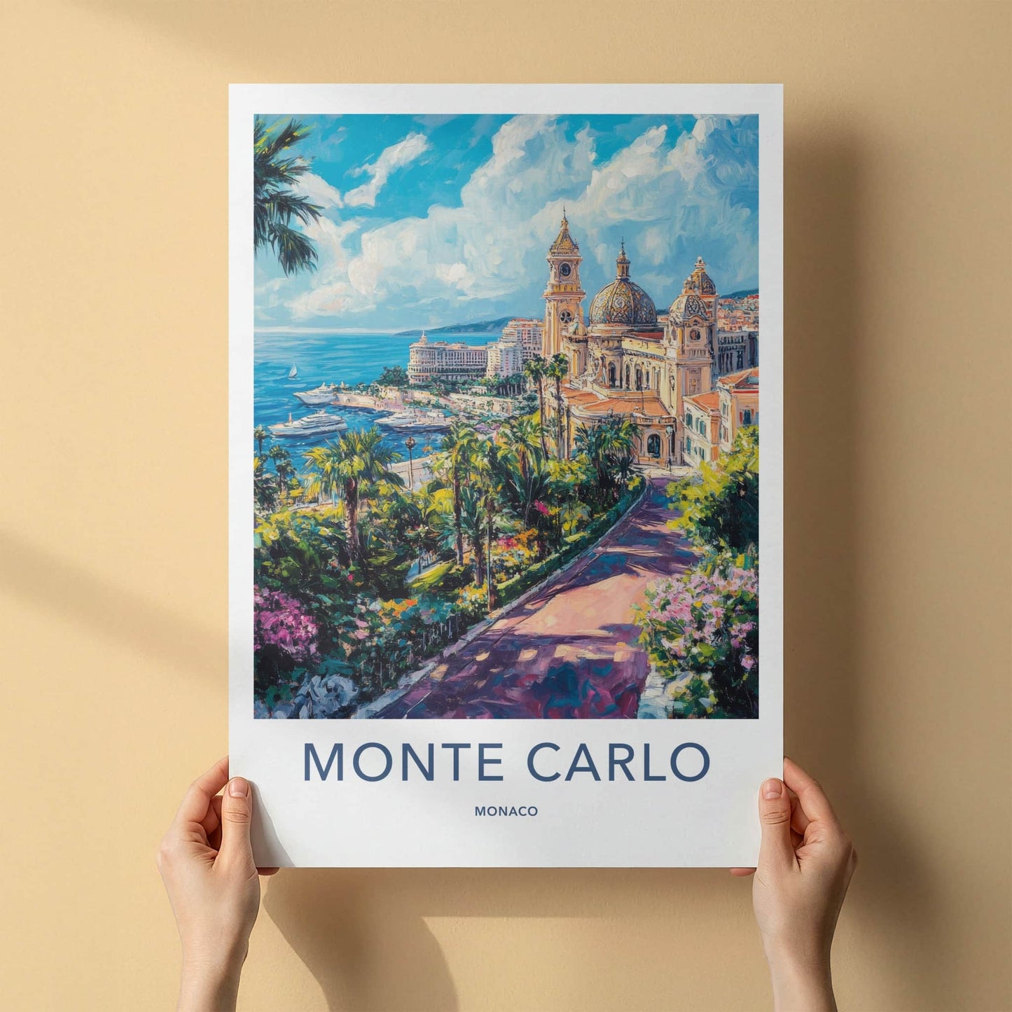 Monte Carlo Poster - Monaco Travel Art - Vibrant Coastal Panorama Home Decor