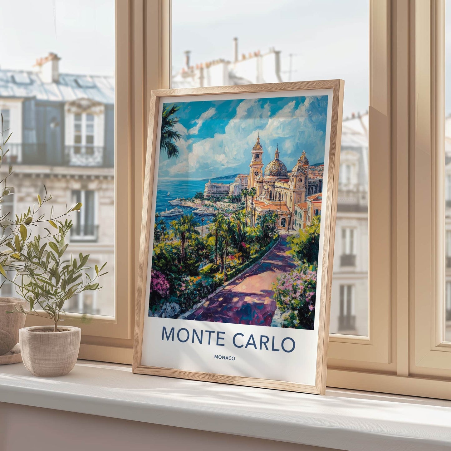 Monte Carlo Poster - Monaco Travel Art - Vibrant Coastal Panorama Home Decor