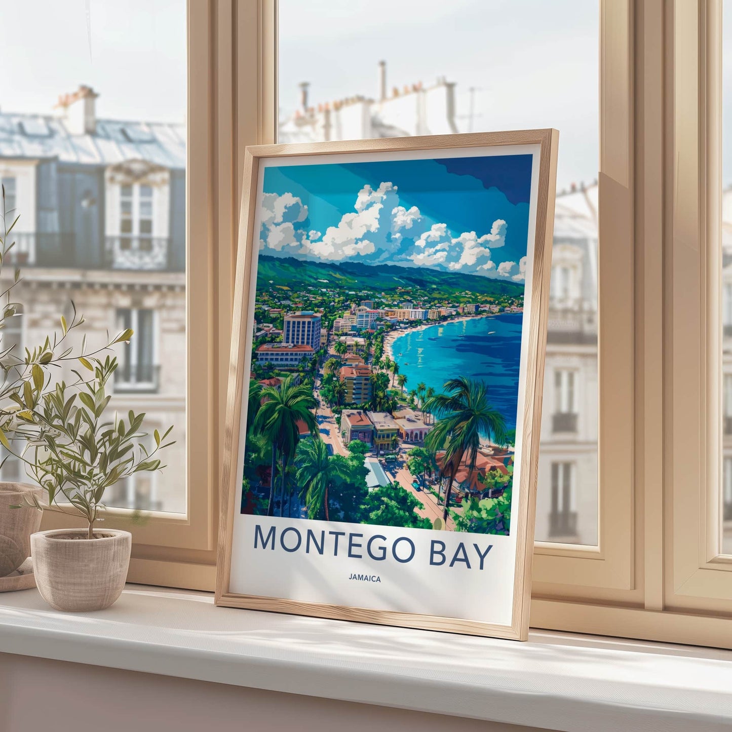Montego Bay Poster - Jamaica Travel Art - Tropical Beach Panorama Home Decor