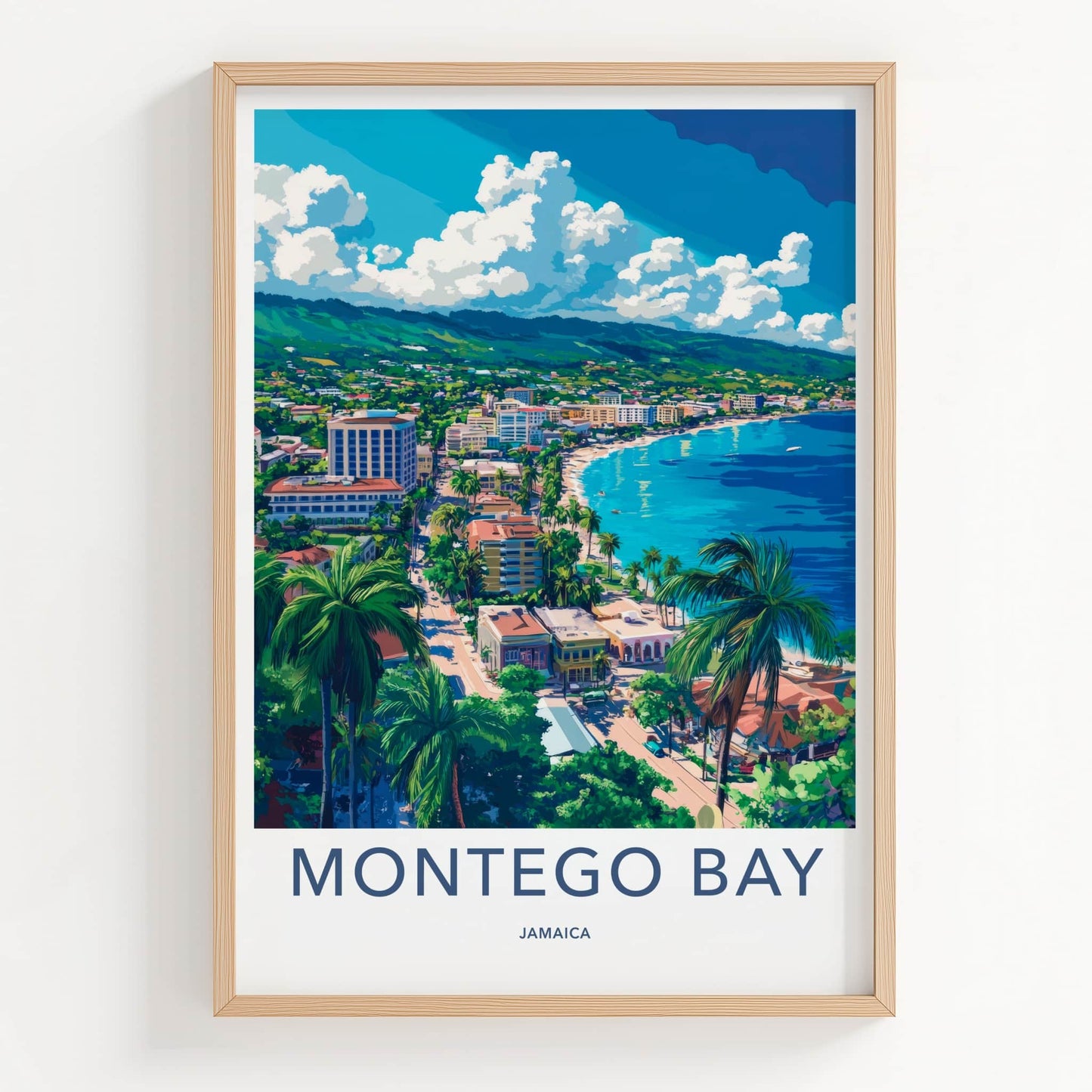 Montego Bay Poster - Jamaica Travel Art - Tropical Beach Panorama Home Decor