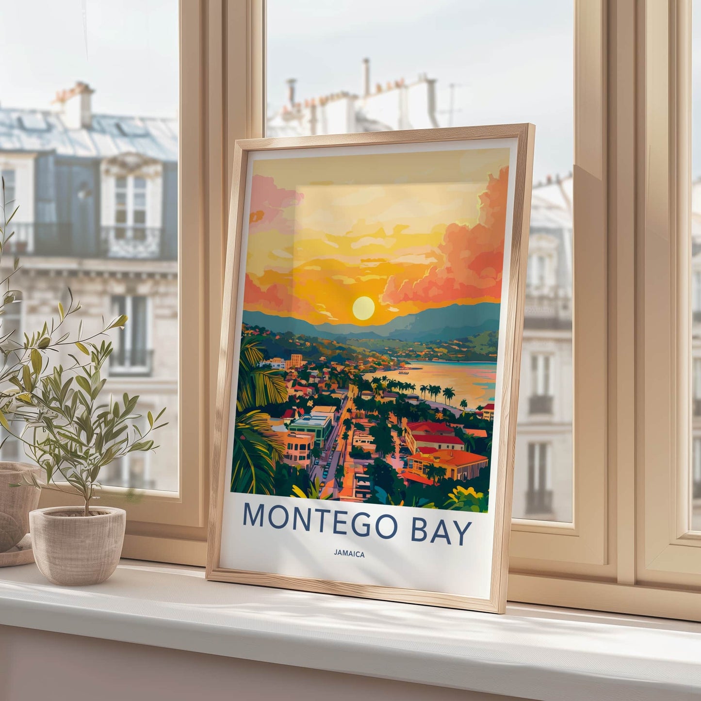 Montego Bay Poster - Jamaica Travel Art - Vibrant Sunset Bay Home Decor