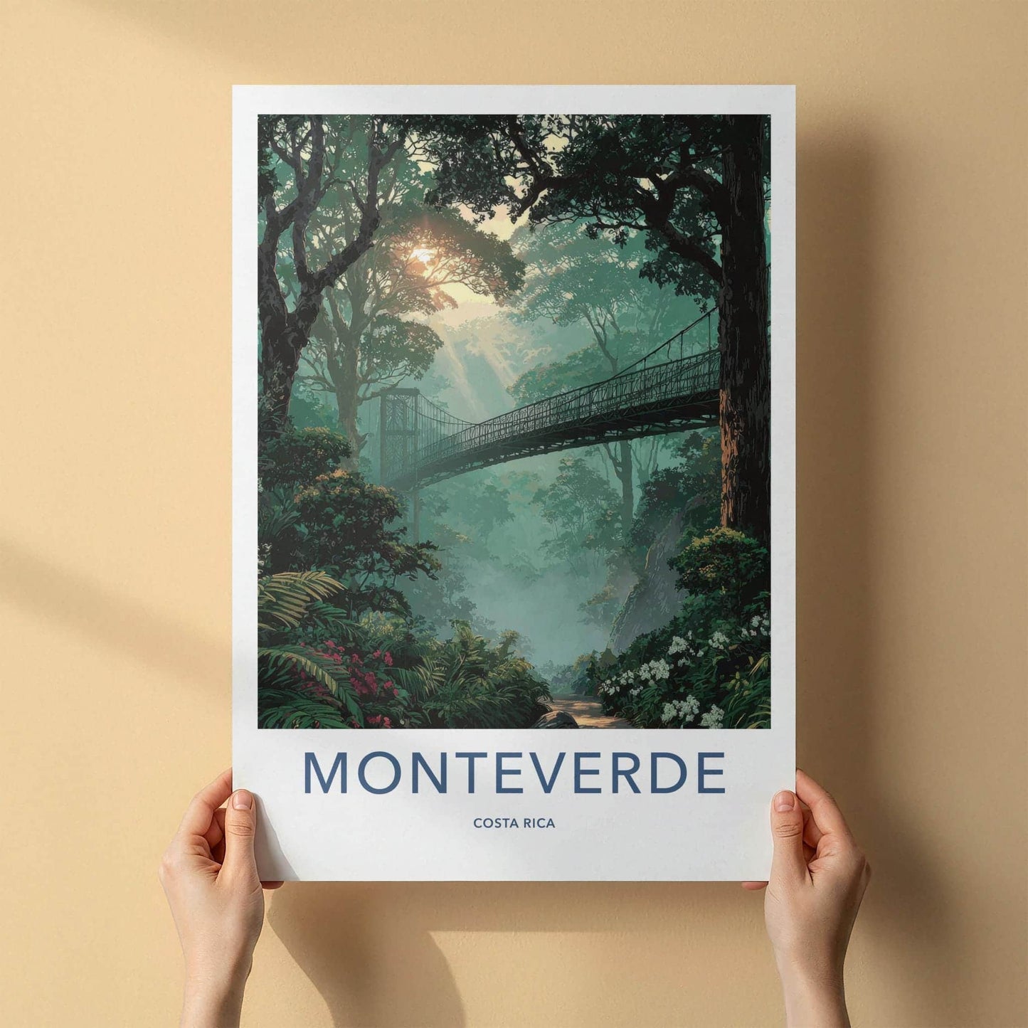 Monteverde Poster - Costa Rica Travel Art - Cloud Forest Bridge Home Decor