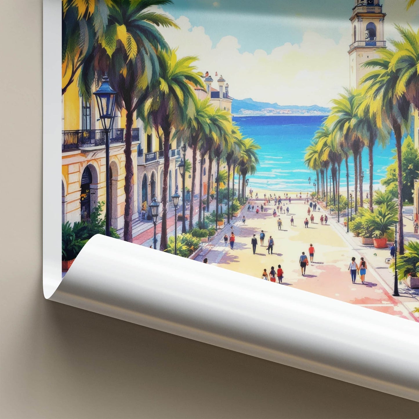 Montevideo Poster - Uruguay Travel Art - Coastal Palm Street Home Decor