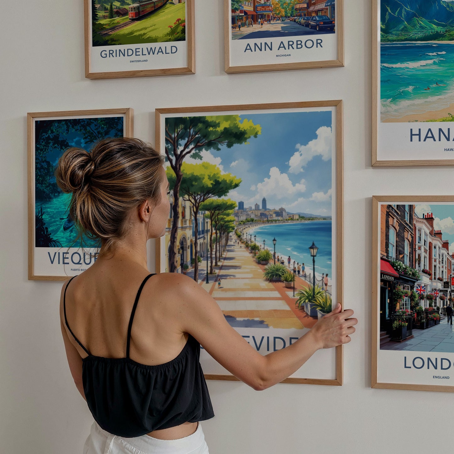 Montevideo Poster - Uruguay Travel Art - Oceanfront Promenade Buildings Gallery Art