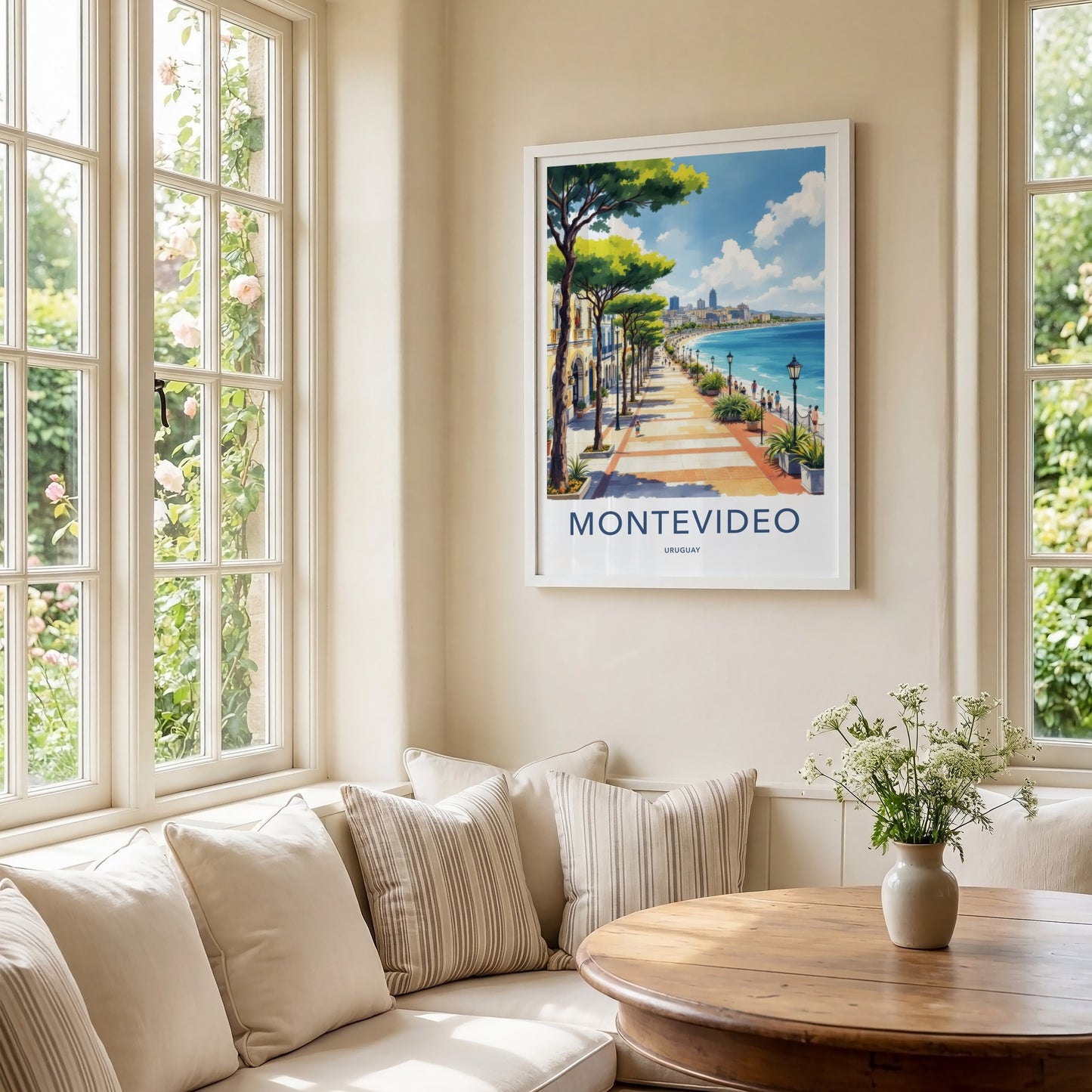 Montevideo Poster - Uruguay Travel Art - Oceanfront Promenade Buildings Gallery Art