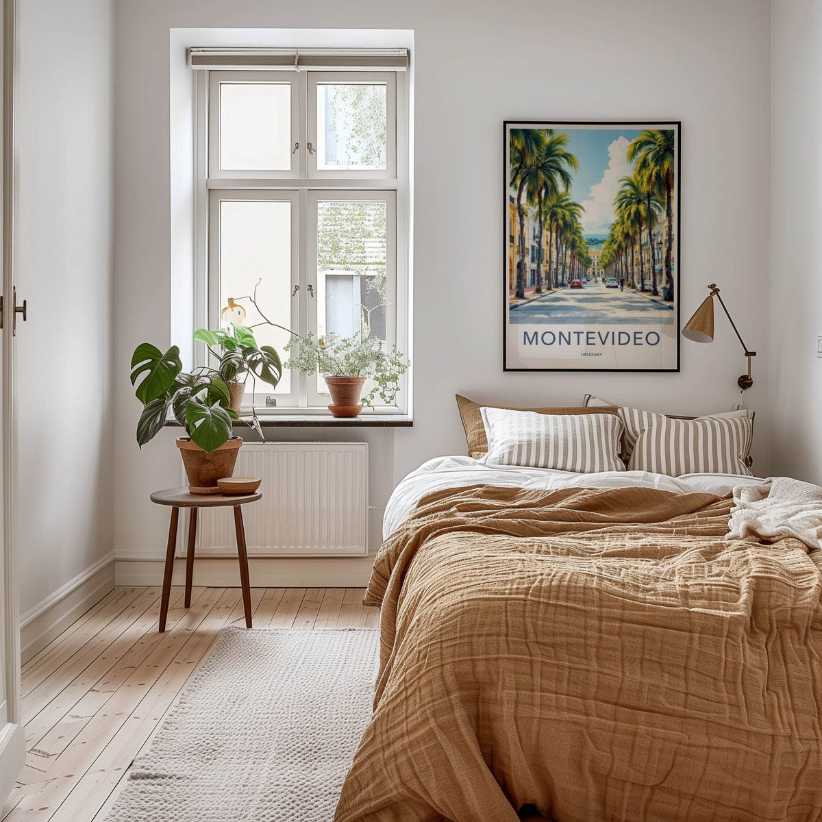 Montevideo Poster - Uruguay Travel Art - Palm Lined Street Home Decor