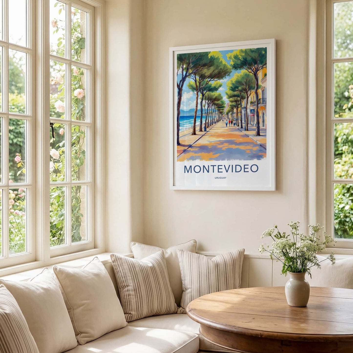 Montevideo Poster - Uruguay Travel Art - Seaside Tree Promenade Wall Decor