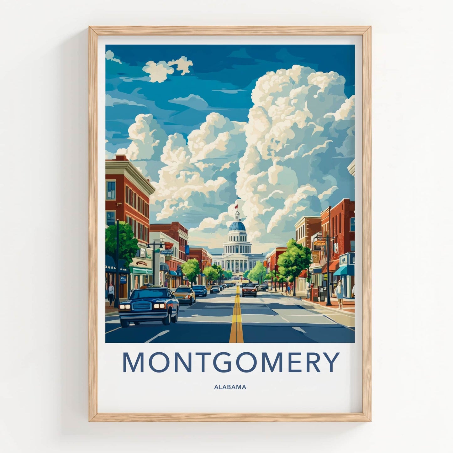 Montgomery Poster - Alabama Travel Art - Capitol Street View Home Decor