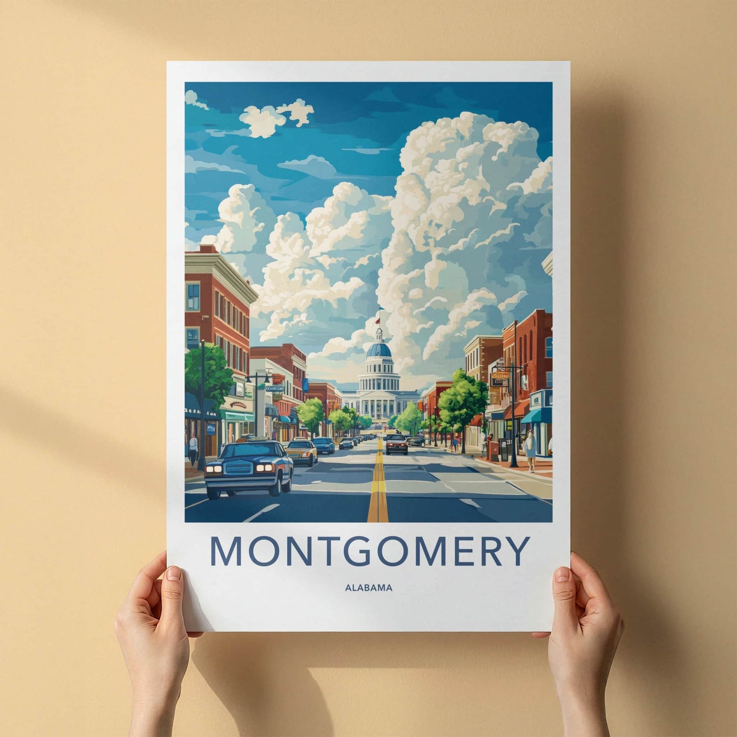 Montgomery Poster - Alabama Travel Art - Capitol Street View Home Decor