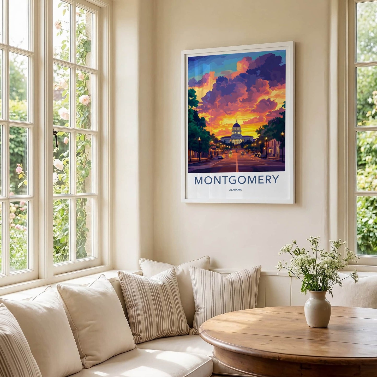 Montgomery Poster - Alabama Wall Art - Dramatic Sunset Capitol Home Decor