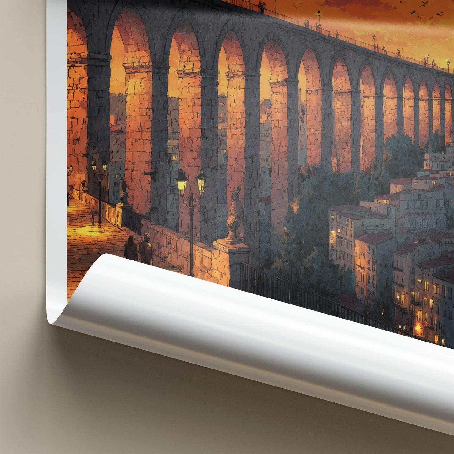Montpellier Poster - France Travel Art - Orange Sky Aqueduct Home Decor