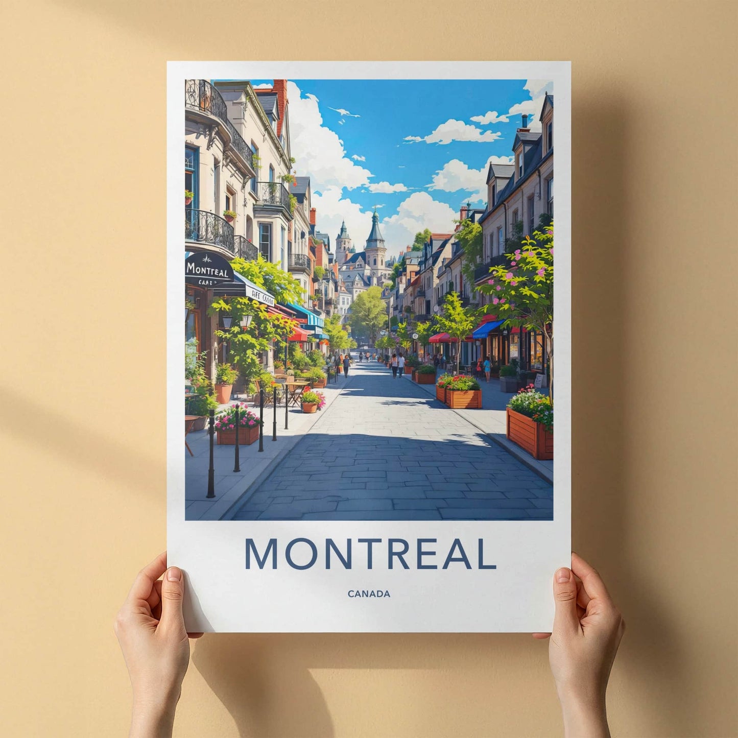 Montreal Poster - Canada Travel Art - Charming Street Scene Home Decor